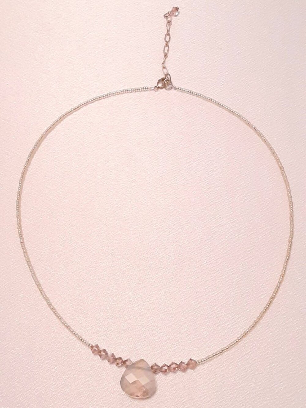 NEW 17 inch pink champaign quartz necklace - Picture 6 of 10